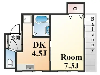 メイツ摩耶(1DK/3階)の間取り写真