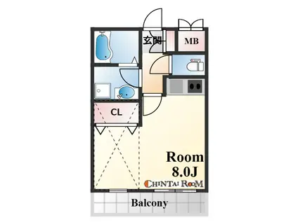 EXSONIA深江北町(1K/1階)の間取り写真