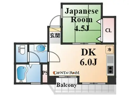 トーアハイツ(1DK/6階)の間取り写真