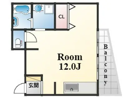 元町ロックビル(1K/4階)の間取り写真