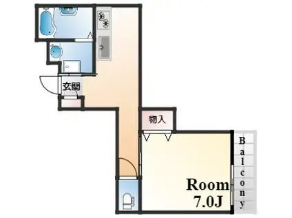 メゾン六甲(1K/2階)の間取り写真