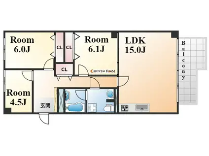岡本エクセル(3LDK/1階)の間取り写真