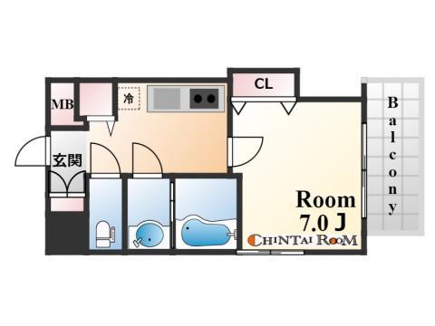 LUXE芦屋南(1K/1階)の間取り写真