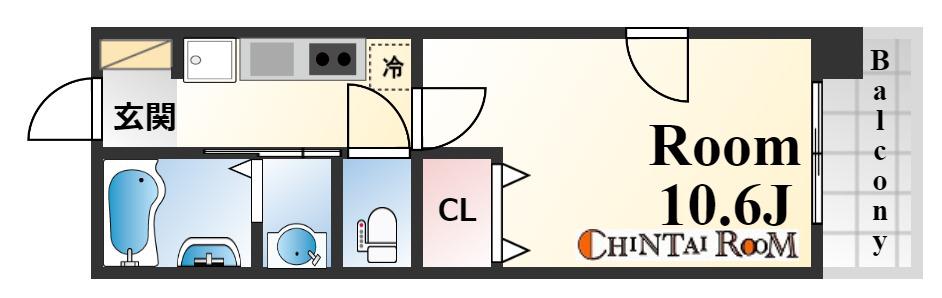 レジディア三宮東(1K/7階)の間取り写真