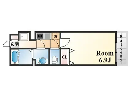 イーストROAD六甲(1K/1階)の間取り写真