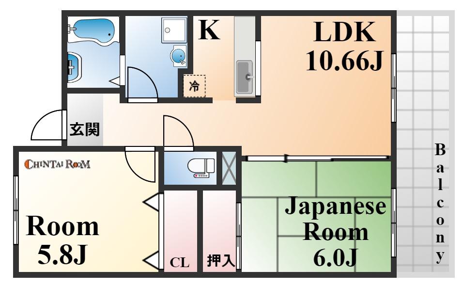 グリーングラス魚崎(2LDK/3階)の間取り写真