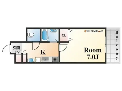 CITYSPIRE神戸元町2(1K/2階)の間取り写真