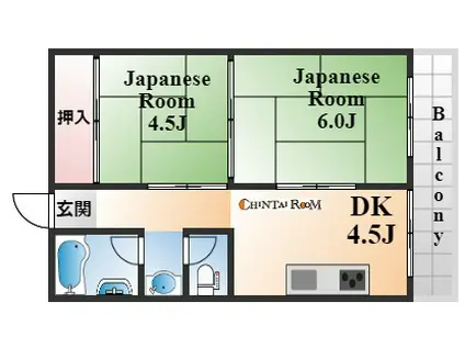 グランディア六甲STORIA(2DK/2階)の間取り写真