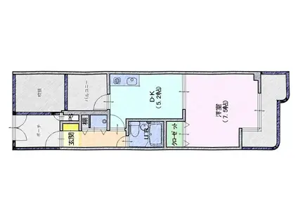 ライオンズマンション王子公園東(1DK/5階)の間取り写真