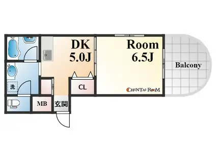 モン・ヴィラージュ本山(1DK/2階)の間取り写真