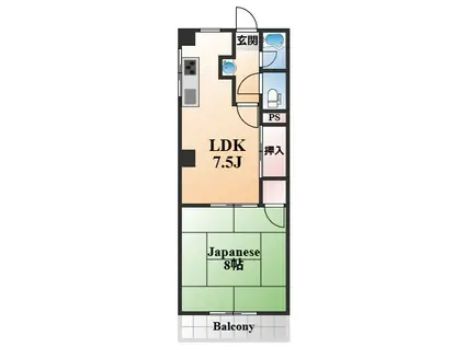住吉パームス(1LDK/3階)の間取り写真