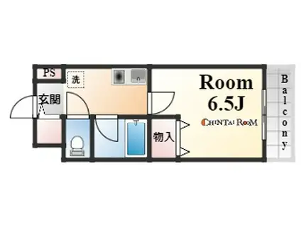 ブルーム神戸三宮(1K/3階)の間取り写真