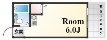 グリーン岡本(1K/2階)の間取り写真