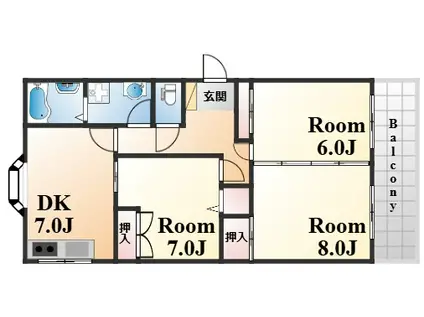 メイプルハイツ(3DK/1階)の間取り写真