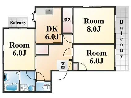 メイプルハイツ(3DK/2階)の間取り写真
