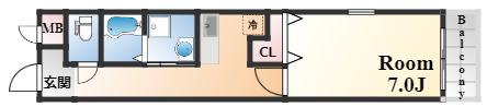 メープル神戸住吉(1K/3階)の間取り写真