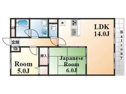 レブローニュ(2LDK/4階)の間取り写真