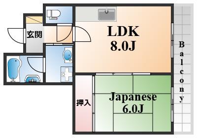 インテリアハシモトビル(1LDK/4階)の間取り写真
