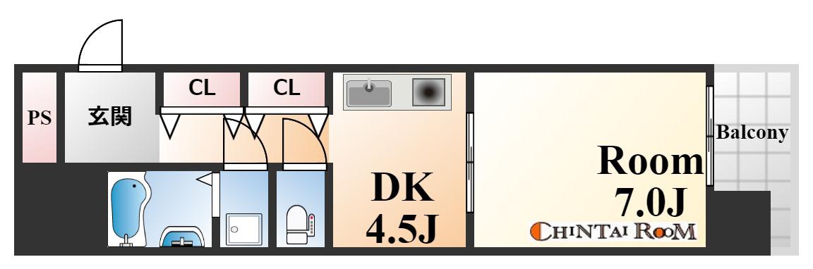 プレサンス新神戸(1DK/4階)の間取り写真
