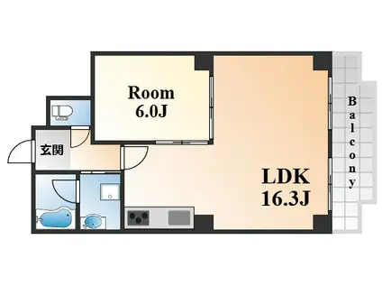 ハウゼ・ケイ魚崎(1LDK/3階)の間取り写真