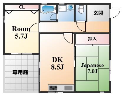 IO本山(2DK/3階)の間取り写真