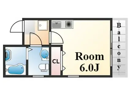 アヴニール六甲1(1K/1階)の間取り写真