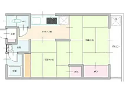 大東町アパート(2K/2階)の間取り写真