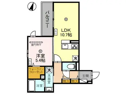バレンティア(1LDK/3階)の間取り写真