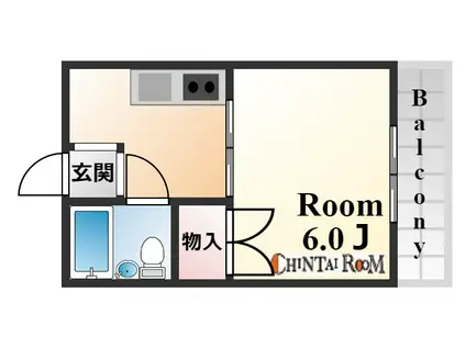 魚北ハイツ(1K/2階)の間取り写真