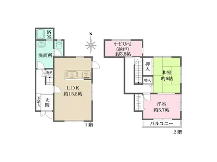 シティライフ山芦屋Ⅱ(2SLDK)の間取り写真