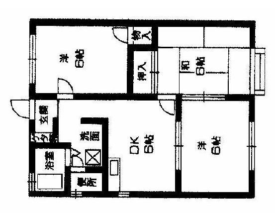 リビング西山町(3DK/1階)の間取り写真