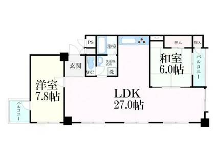 芦屋山打出(2LDK/2階)の間取り写真