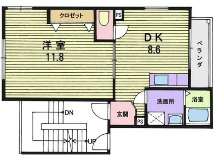 楠町タムラビル(1LDK/2階)の間取り写真