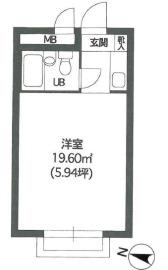 ライフイン芦屋弐番館(ワンルーム/2階)の間取り写真