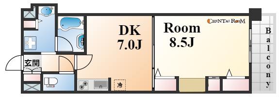 KAISEI新神戸(1DK/10階)の間取り写真