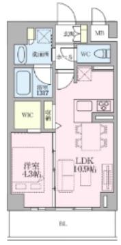 セキュリアコート西宮北口(1LDK/4階)の間取り写真