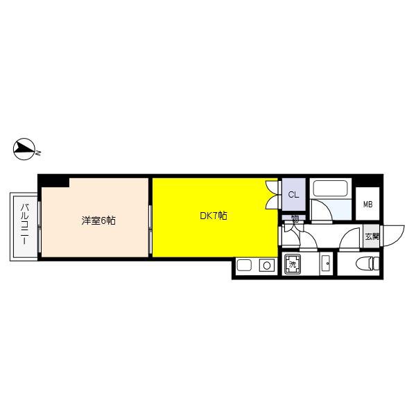 セルダン芦屋(1DK/1階)の間取り写真