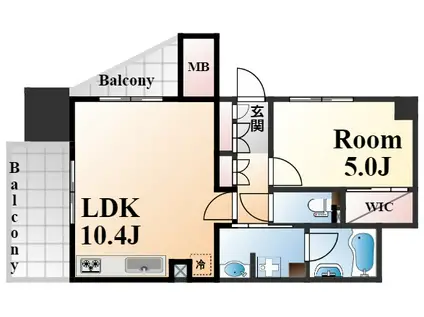 神戸元町山手ヴィアージュ(1LDK/2階)の間取り写真