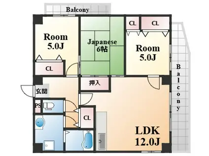 藤原ビルⅡ(3DK/2階)の間取り写真