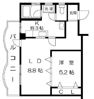 六甲グロリアハイツ(1LDK/4階)の間取り写真