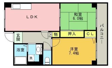 オーシャンビュー神戸(2LDK/5階)の間取り写真