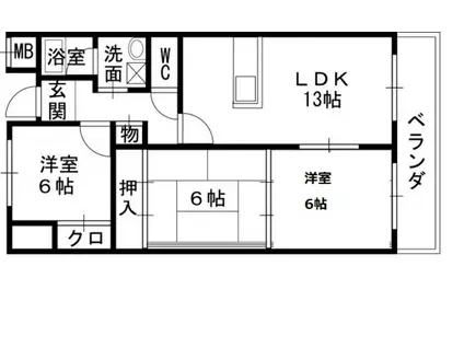 スエルテ松田(3LDK/1階)の間取り写真