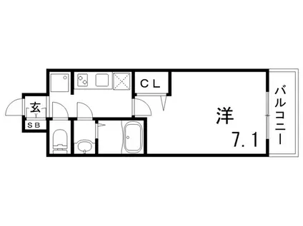 プレサンス兵庫ヴィアーレ(1K/9階)の間取り写真