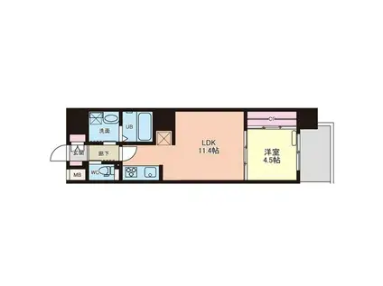 アバンドール甲子園口(1LDK/5階)の間取り写真