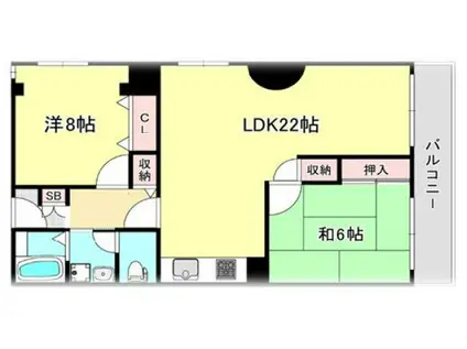 諏訪山スカイハイツ(2LDK/7階)の間取り写真
