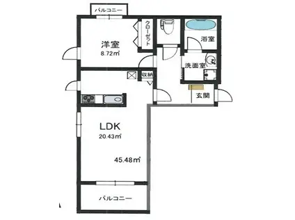 クレア岡本(1LDK/2階)の間取り写真