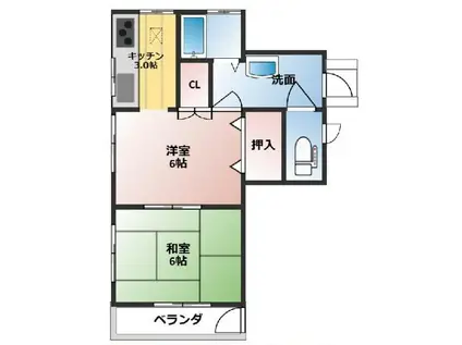 阪急電鉄神戸線 御影駅(阪急) 徒歩12分 2階建 築31年(1LDK)の間取り写真