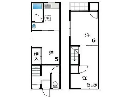 東海道本線 六甲道駅 徒歩9分 2階建 築57年(3DK)の間取り写真