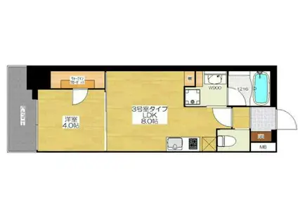 ブエナビスタ神戸駅前(1LDK/6階)の間取り写真