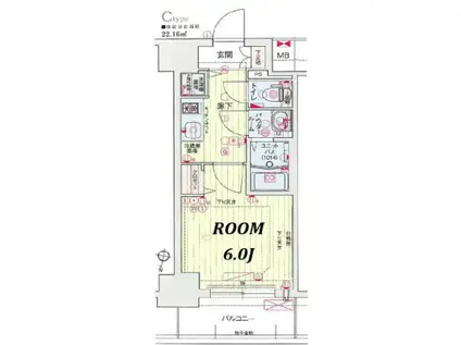 ファステート神戸アモーレ(1K/5階)の間取り写真